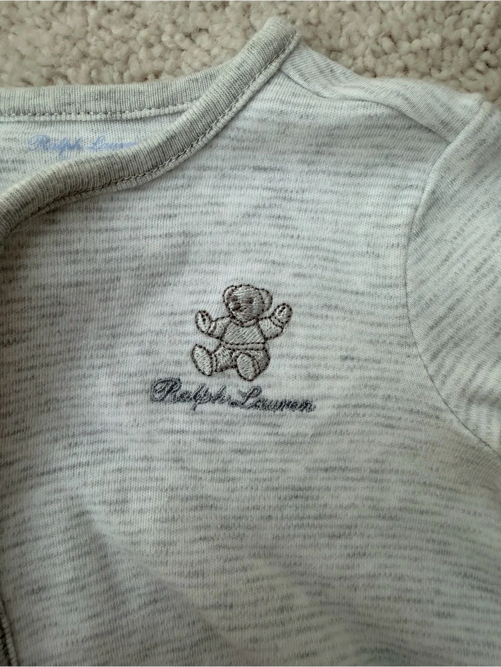 Ralph Lauren Light Gray Baby Footed One-Piece